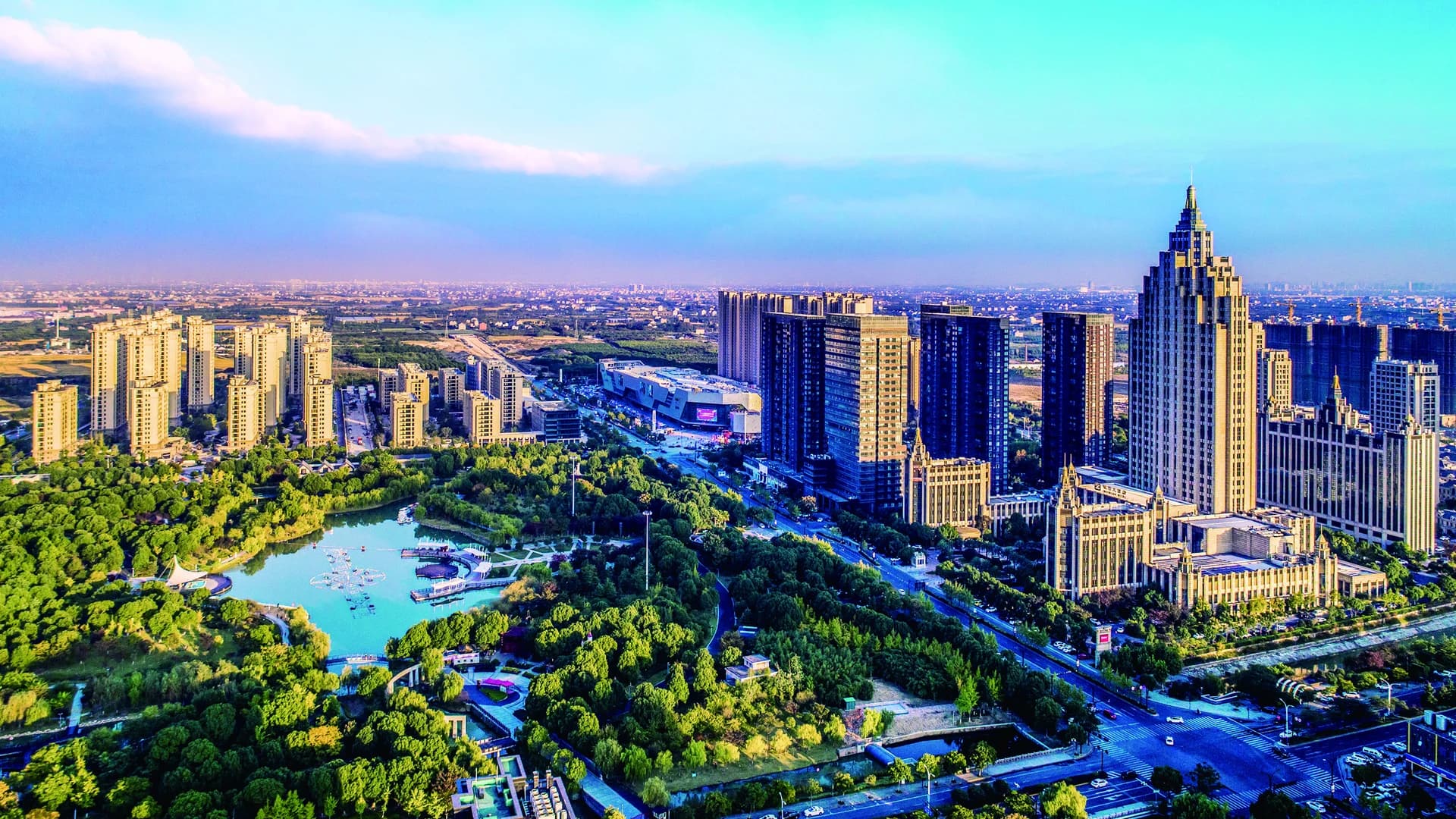 Aerial view of Tongxiang in Zhejiang Province